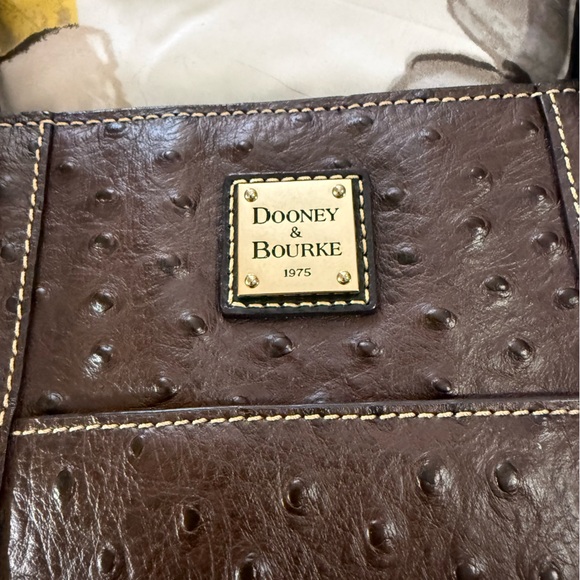 Dooney & Bourke Dark Brown Ostrich Leather Shoulder Bag - Picture 2 of 16